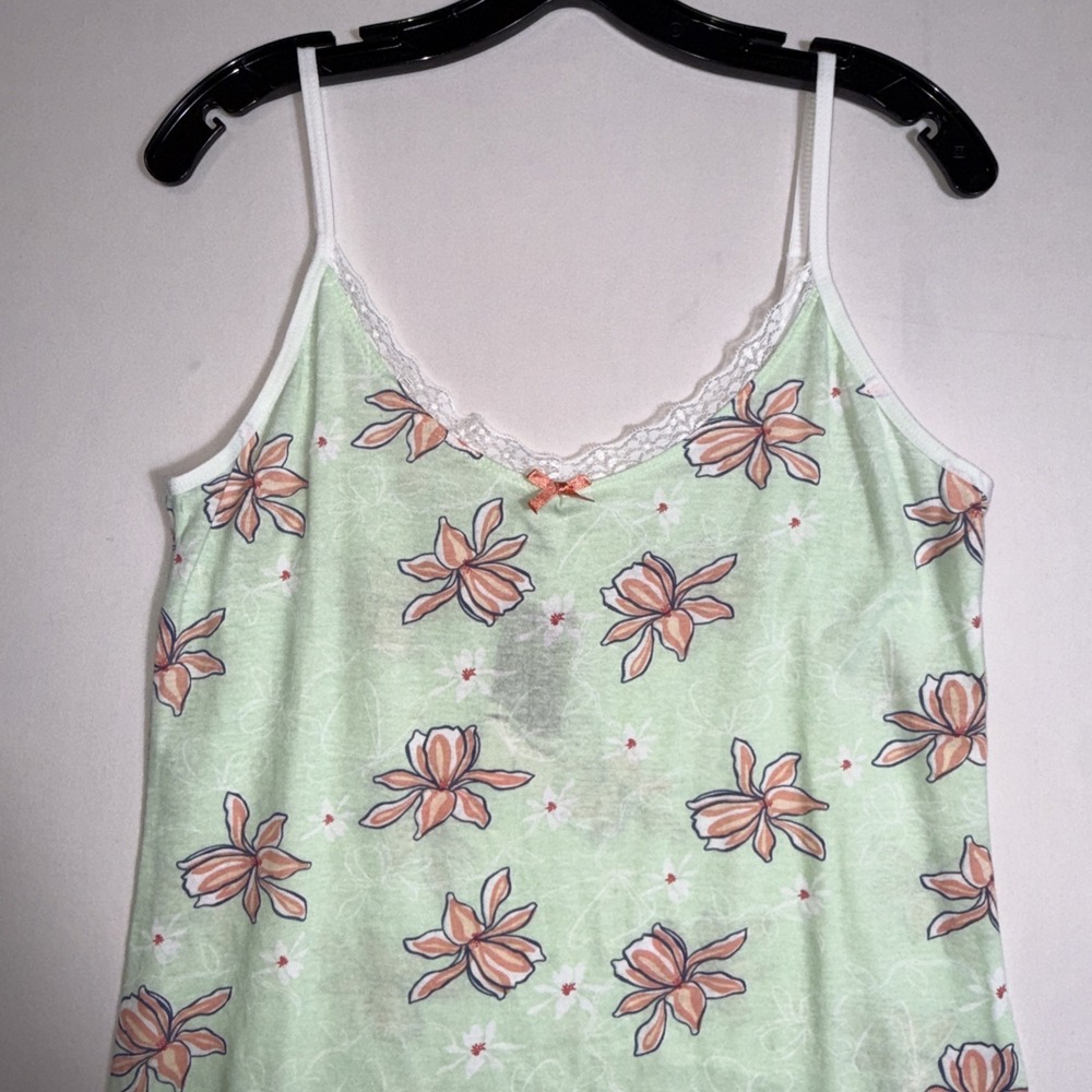 Mayfair Ladies Chemise Large Mint Green Floral‎ Lace Trim Loungewear NWT